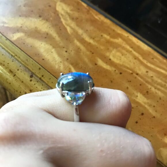 Natural Labradorite Mystic Topaz Sterling Silver Ring Size 7 - Picture 3 of 8